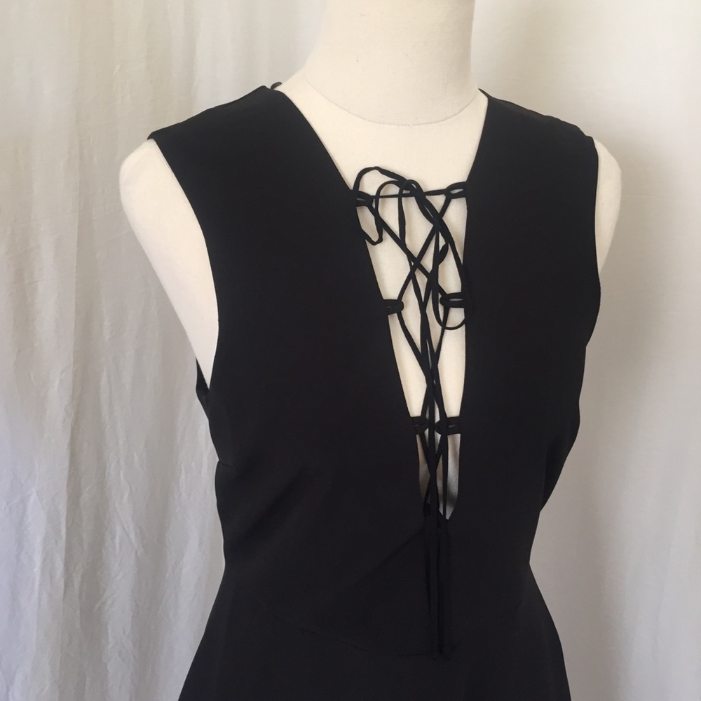 ZARA womens M black fitted dress lace up bodice sleeveless NEW woth tags LBD - Picture 2 of 16